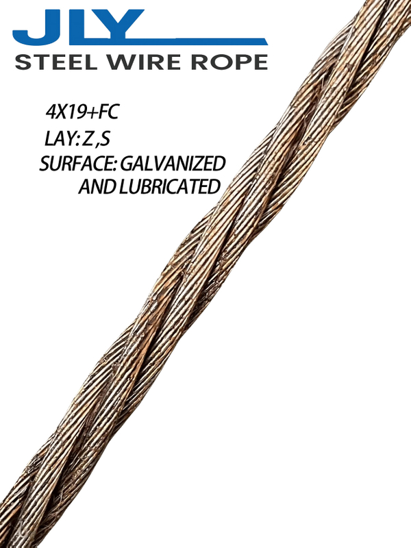 Galvanized Lubricated Steel Wire Rope -4 X 19 + FC